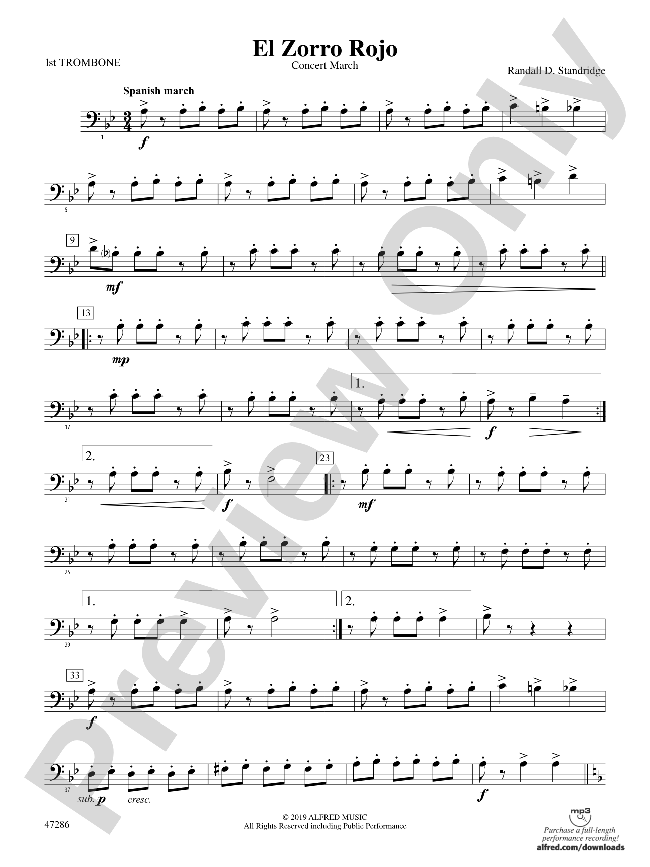 El Zorro Rojo: 1st Trombone