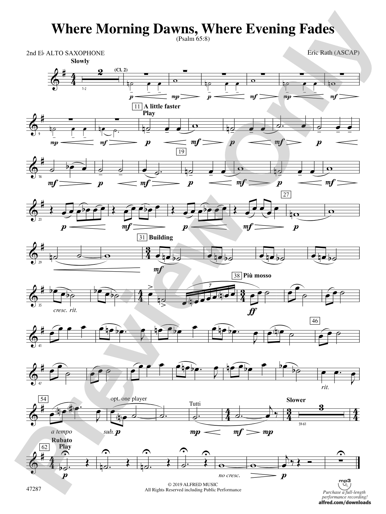 Where Morning Dawns, Where Evening Fades: 2nd E-flat Alto Saxophone
