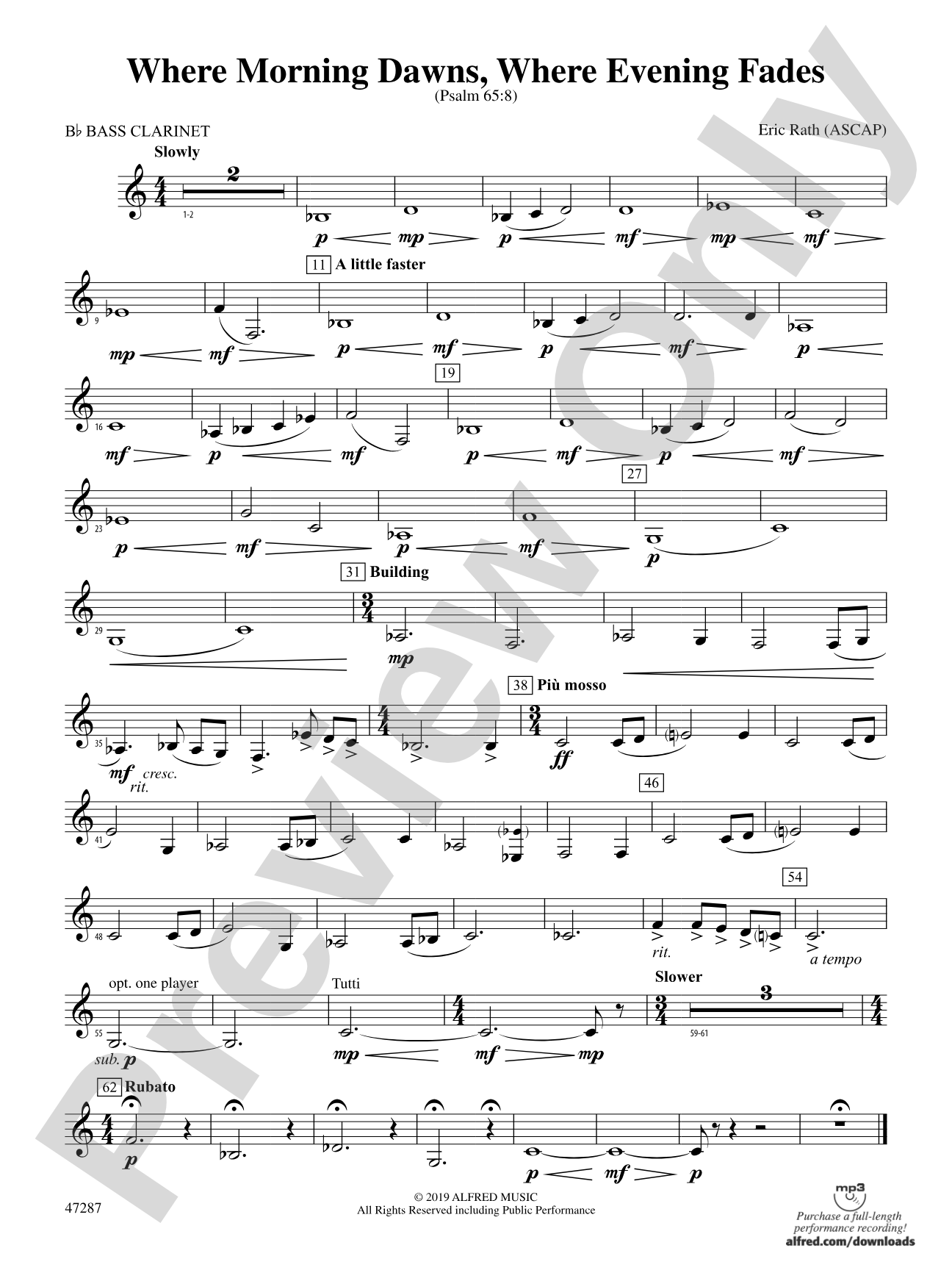 Where Morning Dawns, Where Evening Fades: B-flat Bass Clarinet