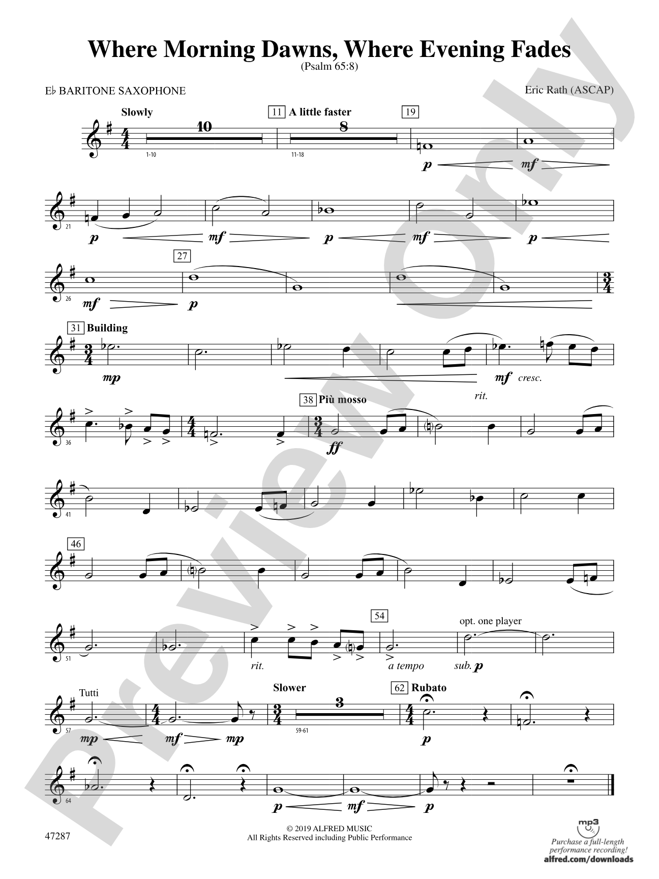 Where Morning Dawns, Where Evening Fades: E-flat Baritone Saxophone