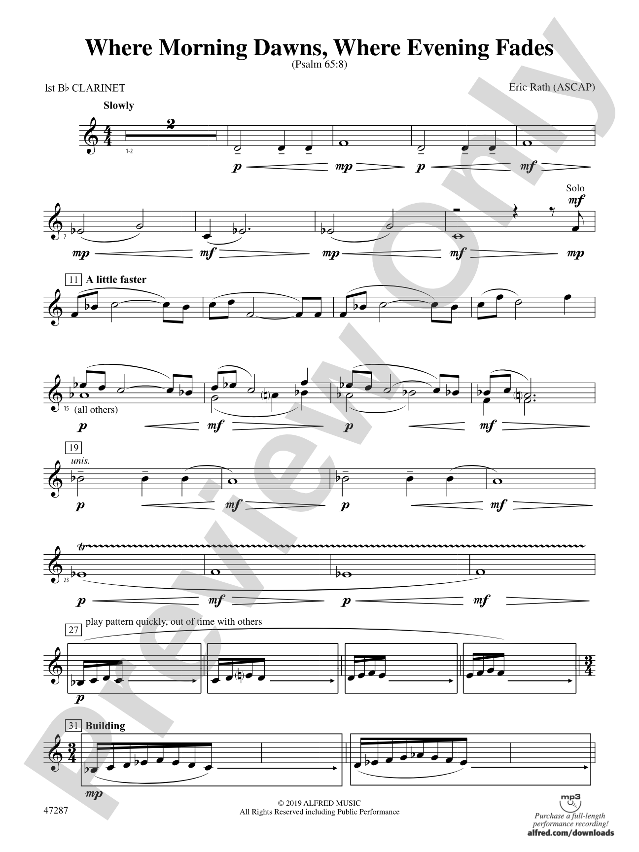 Where Morning Dawns, Where Evening Fades: 1st B-flat Clarinet