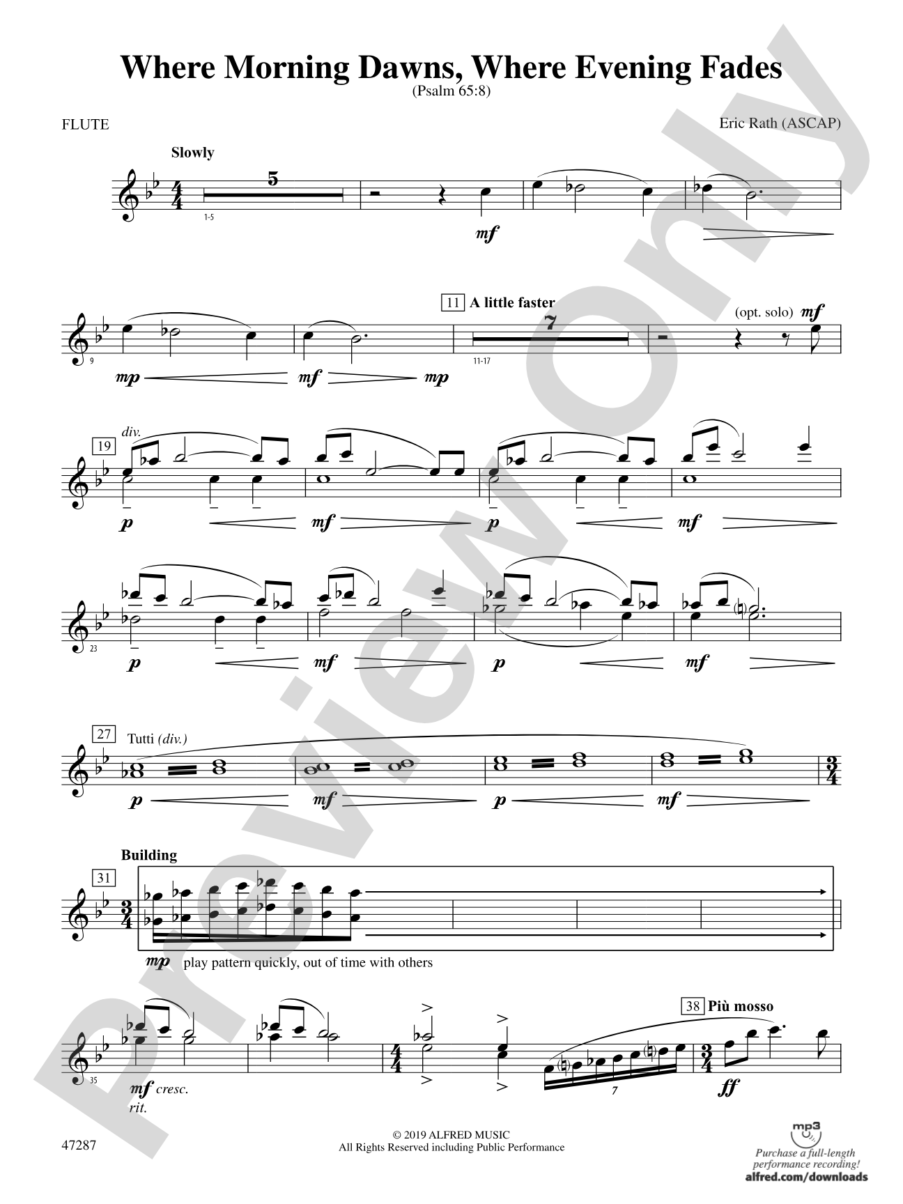 Where Morning Dawns, Where Evening Fades: Flute