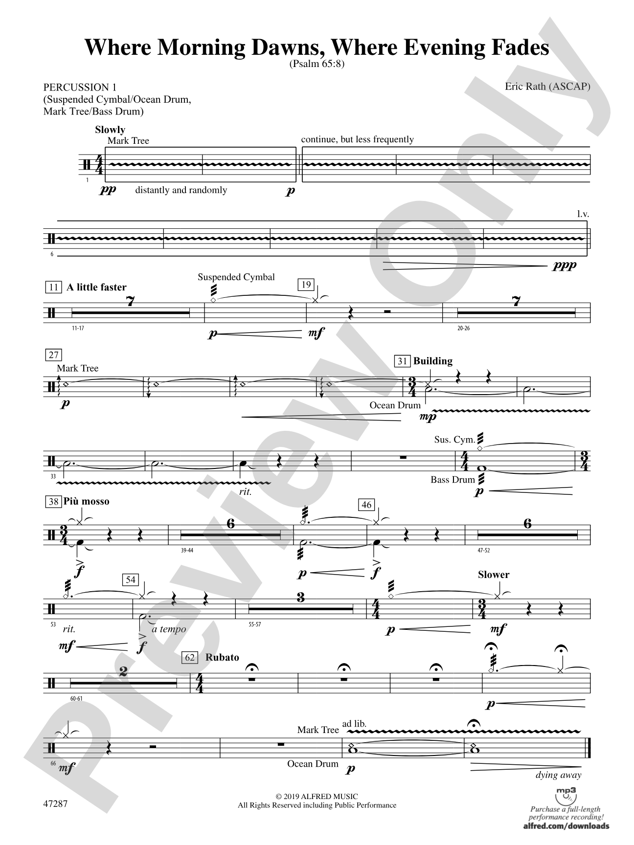 Where Morning Dawns, Where Evening Fades: 1st Percussion