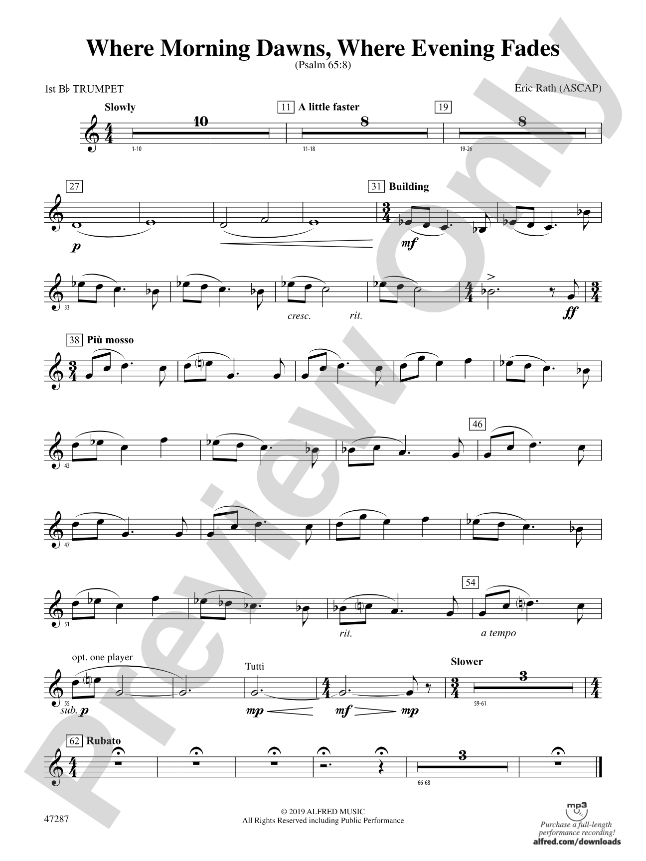 Where Morning Dawns, Where Evening Fades: 1st B-flat Trumpet