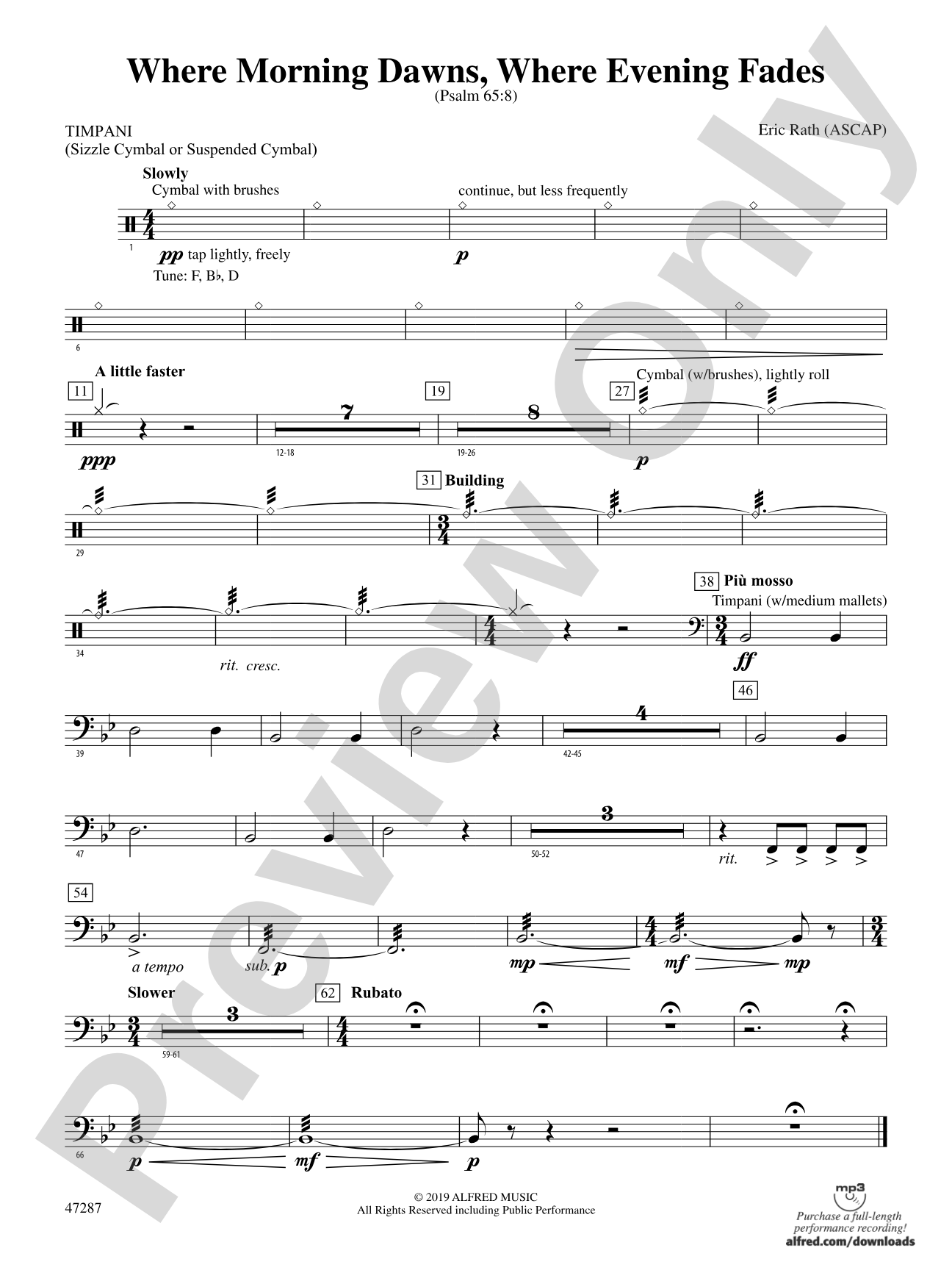 Where Morning Dawns, Where Evening Fades: Timpani
