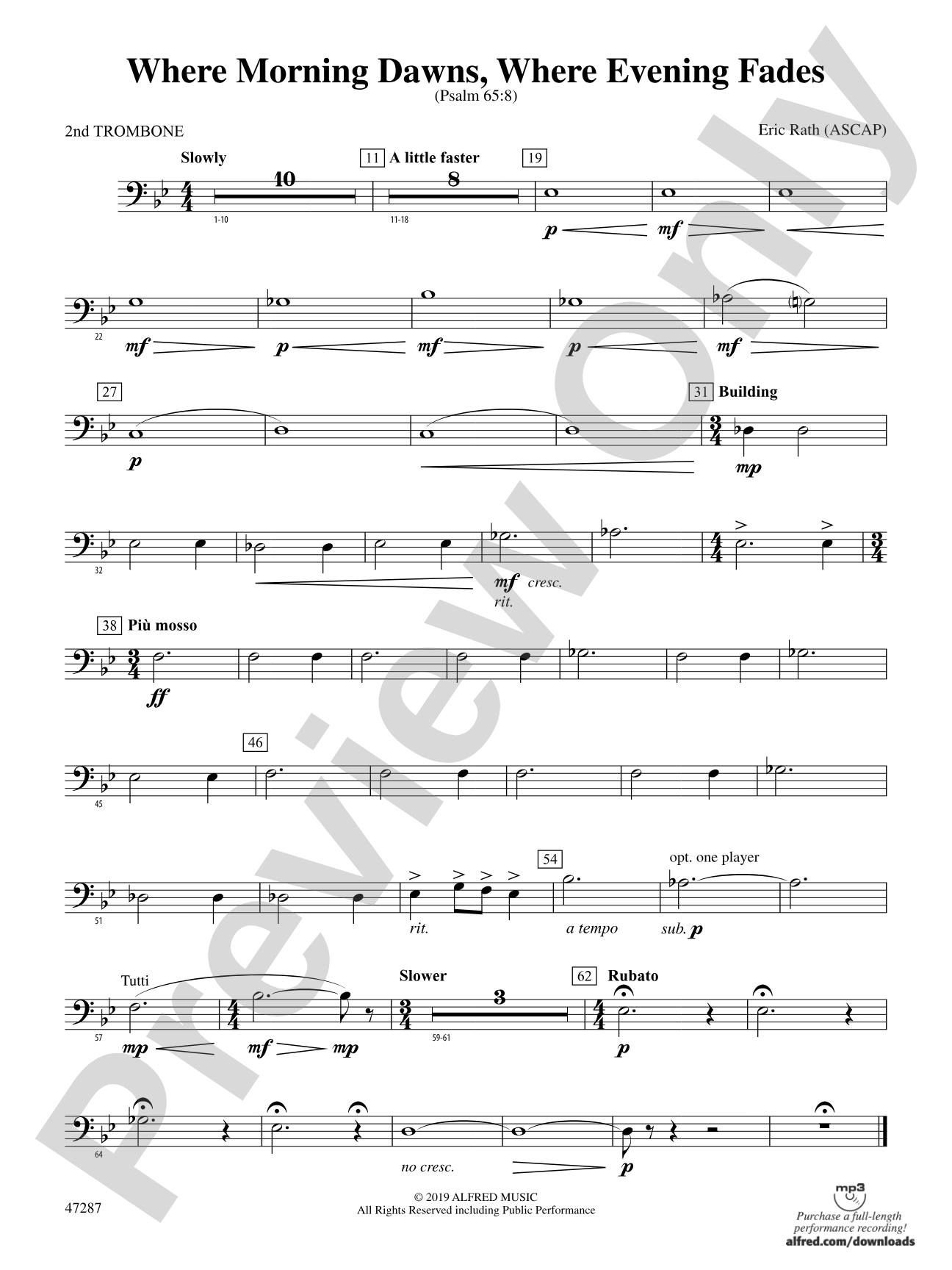 Where Morning Dawns, Where Evening Fades: 2nd Trombone