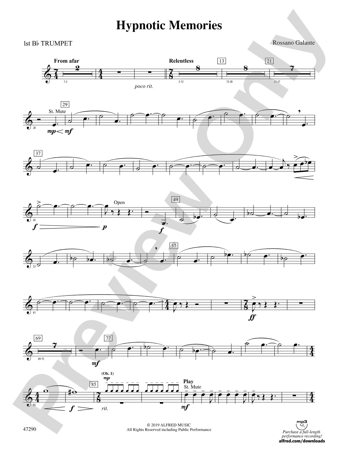 Hypnotic Memories: 1st B-flat Trumpet