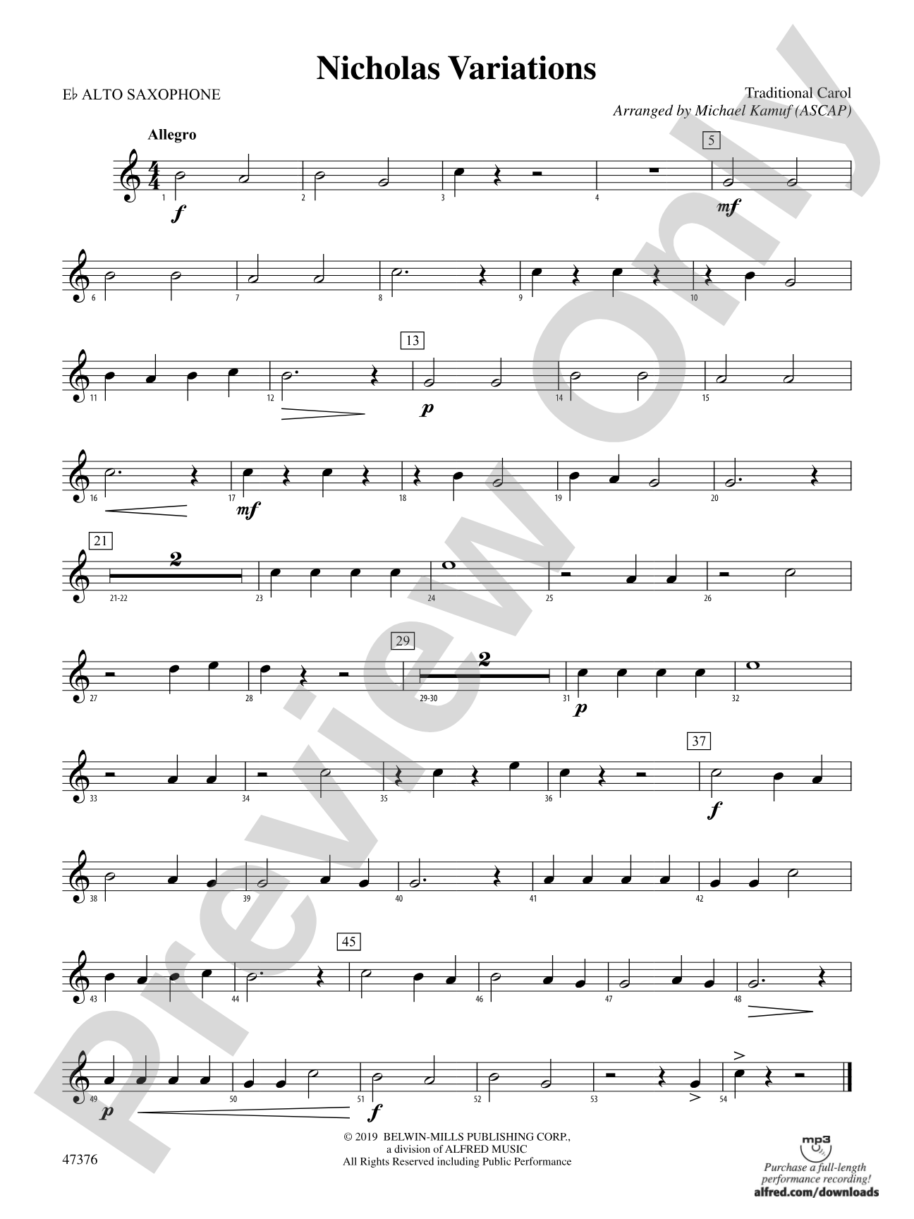 Nicholas Variations: E-flat Alto Saxophone
