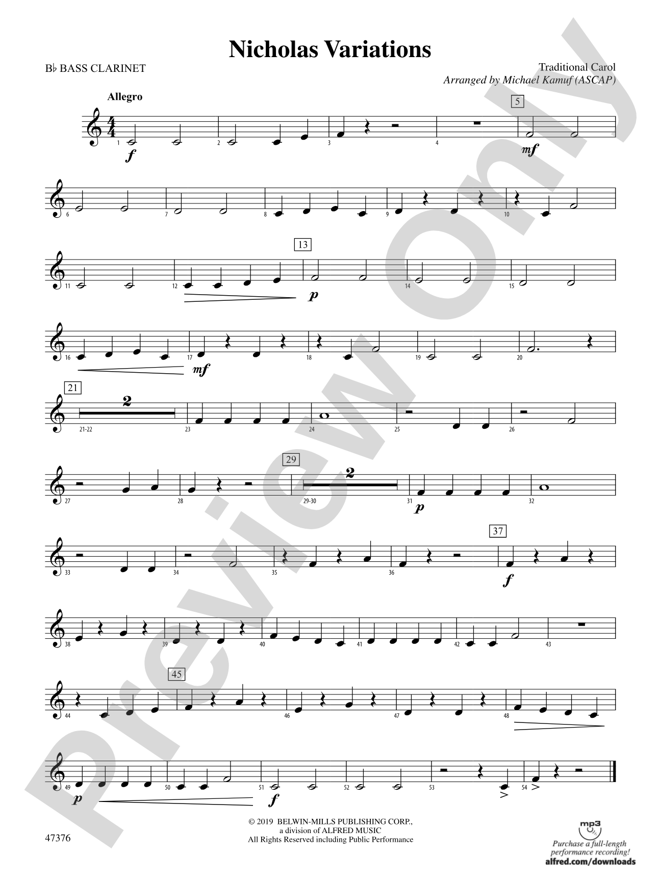 Nicholas Variations: B-flat Bass Clarinet