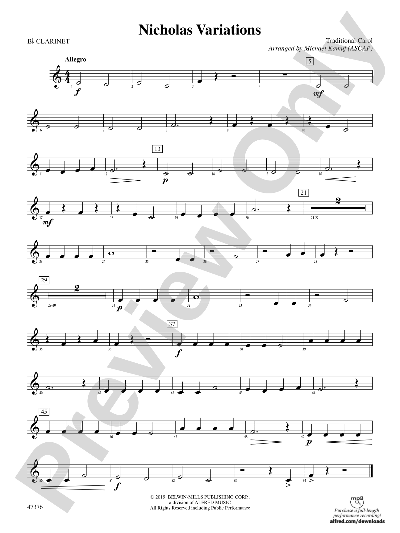 Nicholas Variations: 1st B-flat Clarinet