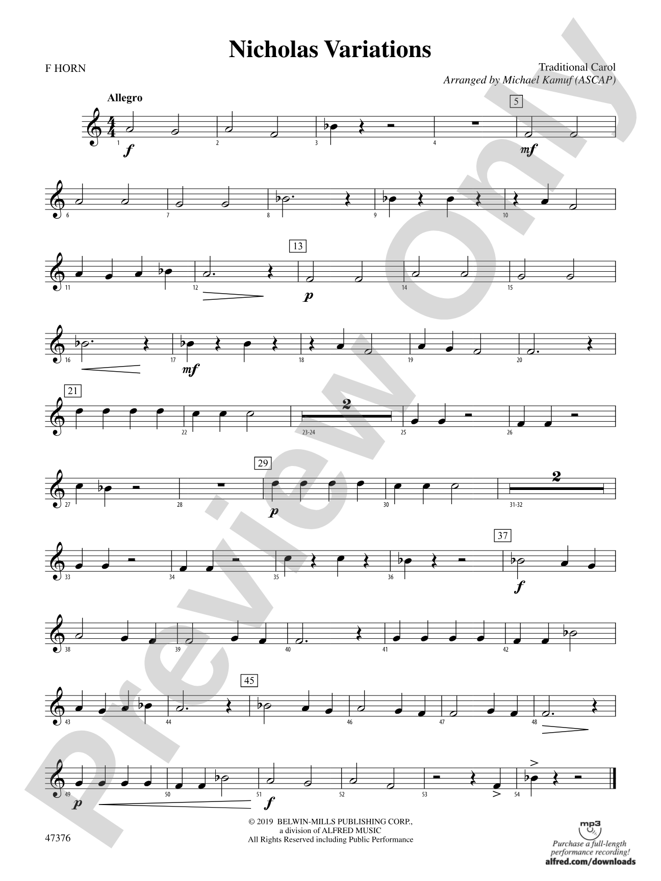 Nicholas Variations: 1st F Horn