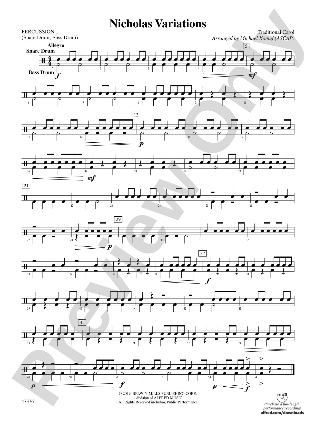 Nicholas Variations: 1st Percussion
