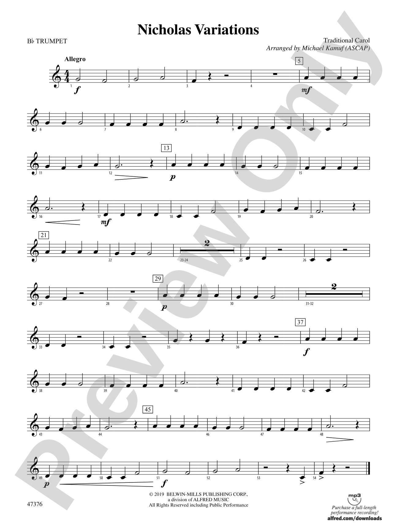 Nicholas Variations: 1st B-flat Trumpet
