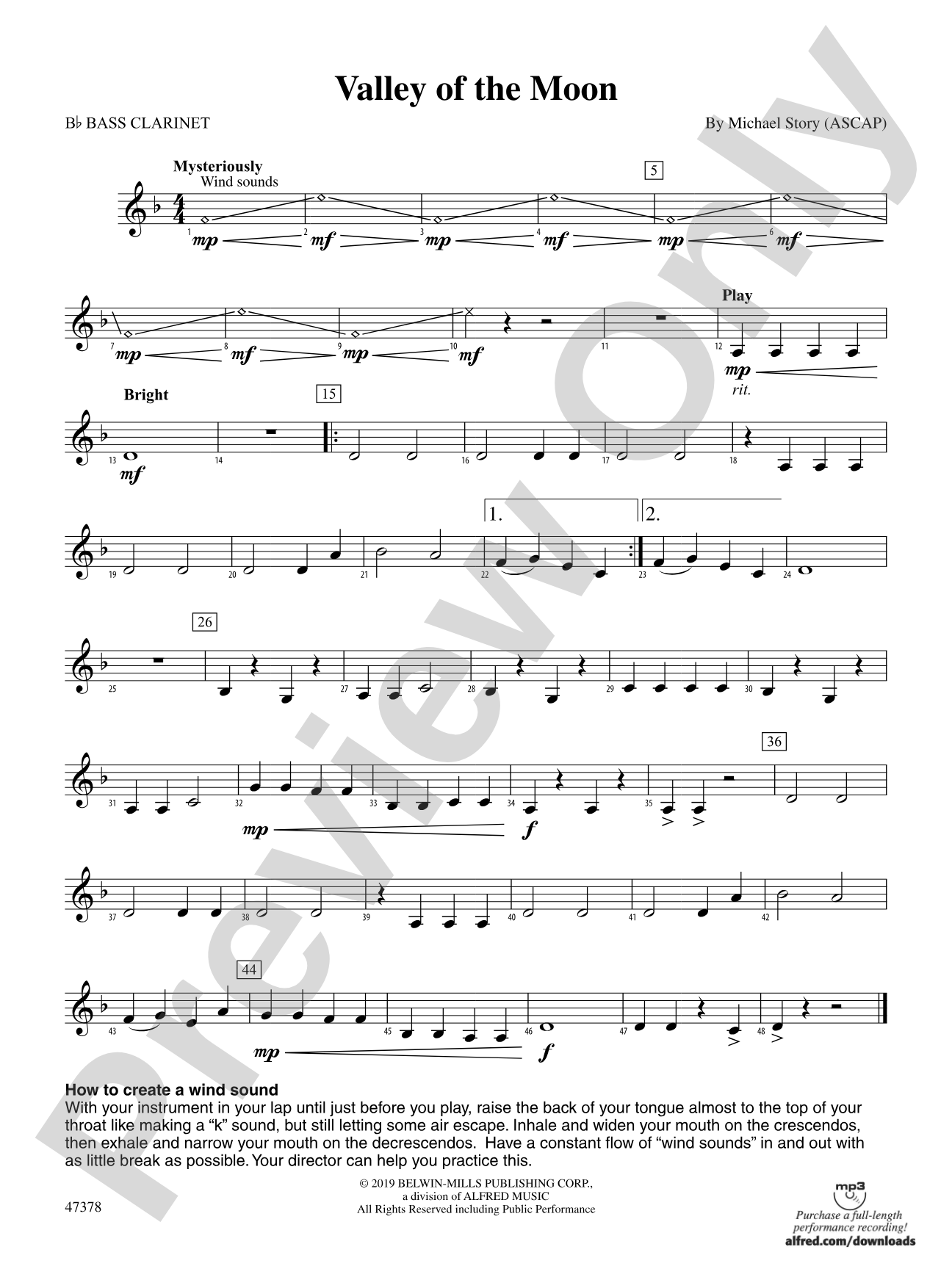 Valley of the Moon: B-flat Bass Clarinet