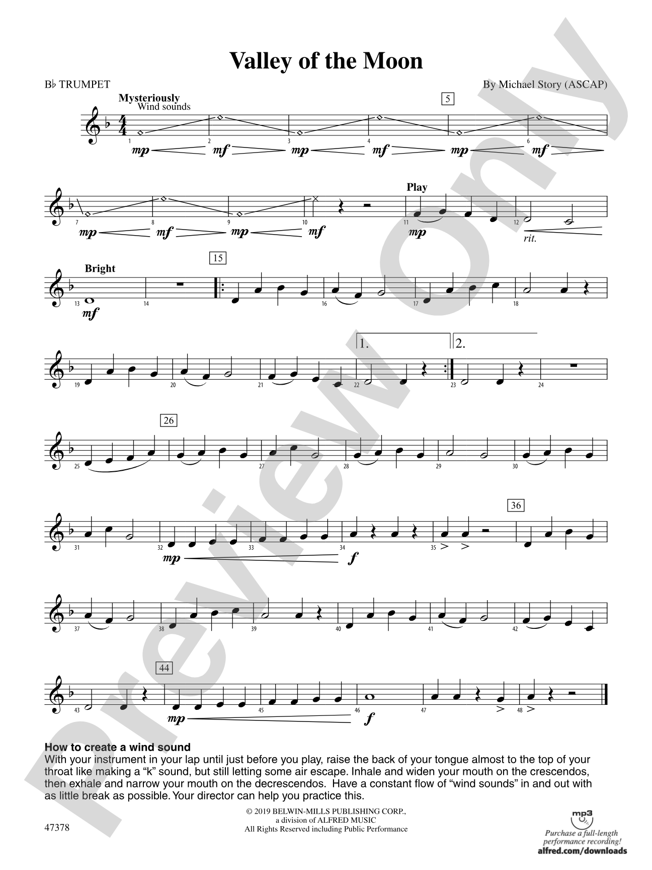 Valley of the Moon: 1st B-flat Trumpet