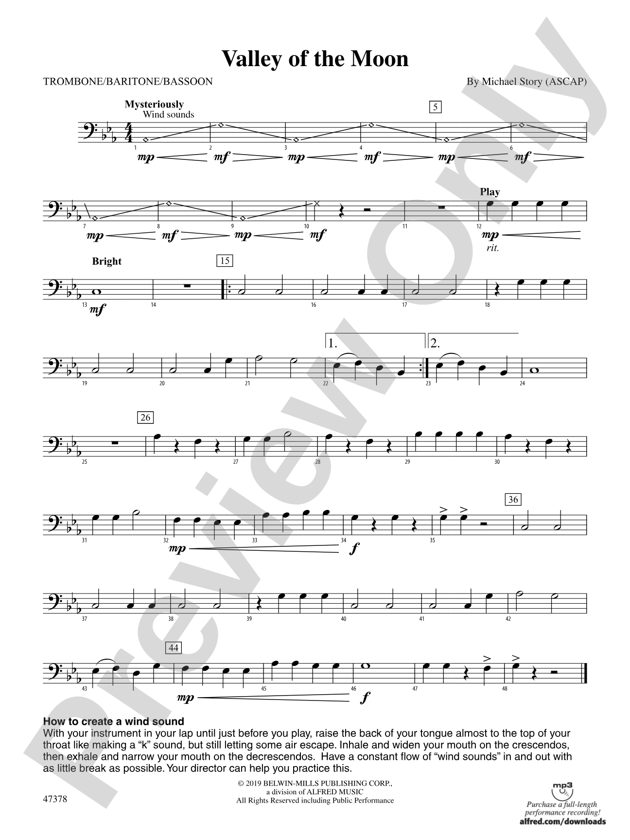Valley of the Moon: 1st Trombone