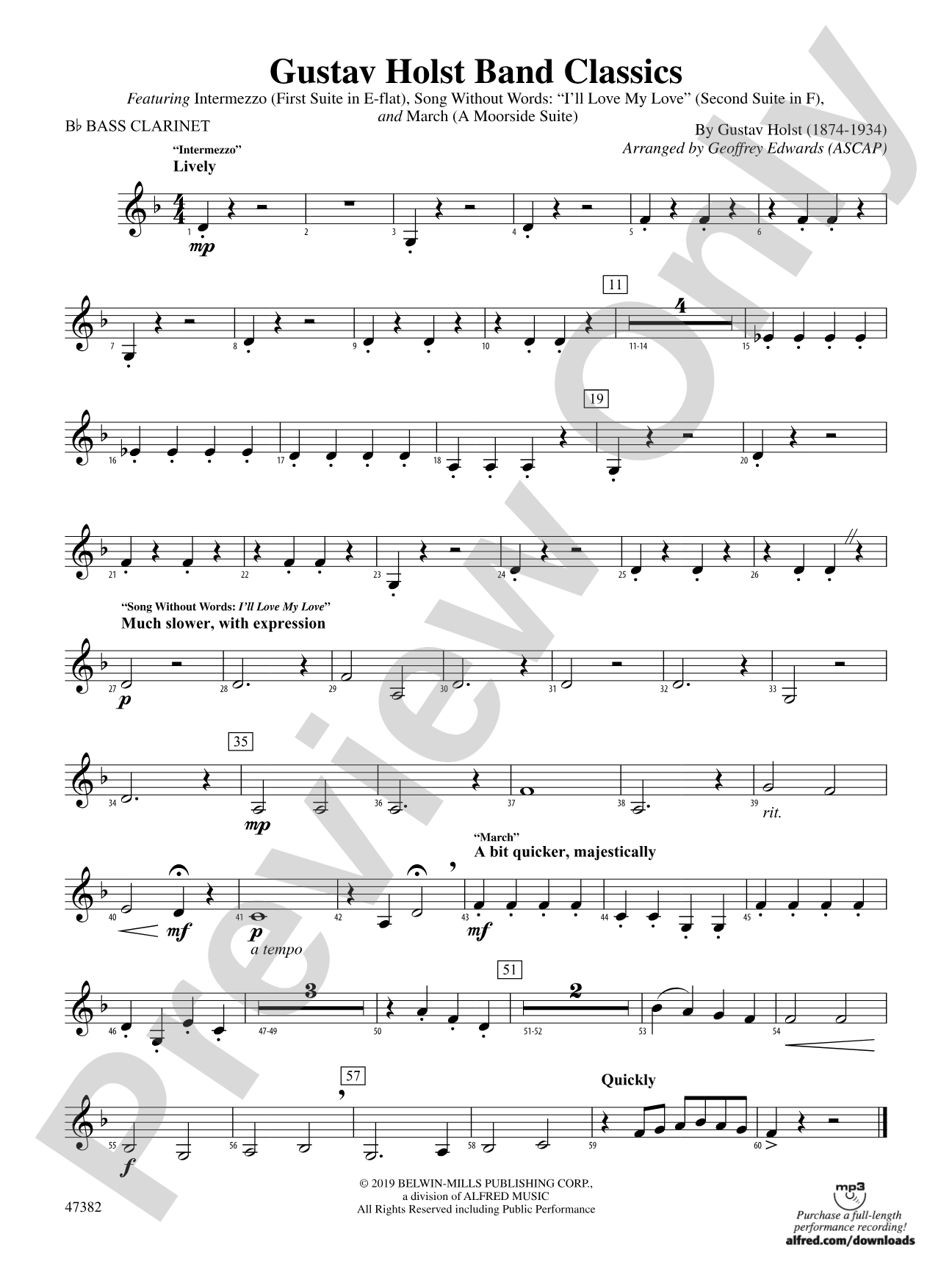 Gustav Holst Band Classics: B-flat Bass Clarinet