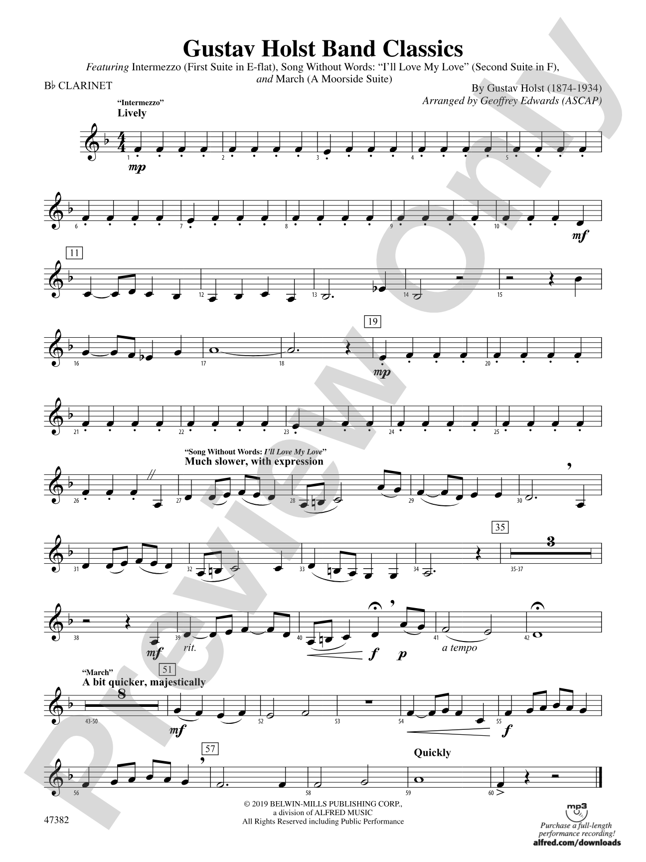 Gustav Holst Band Classics: 1st B-flat Clarinet