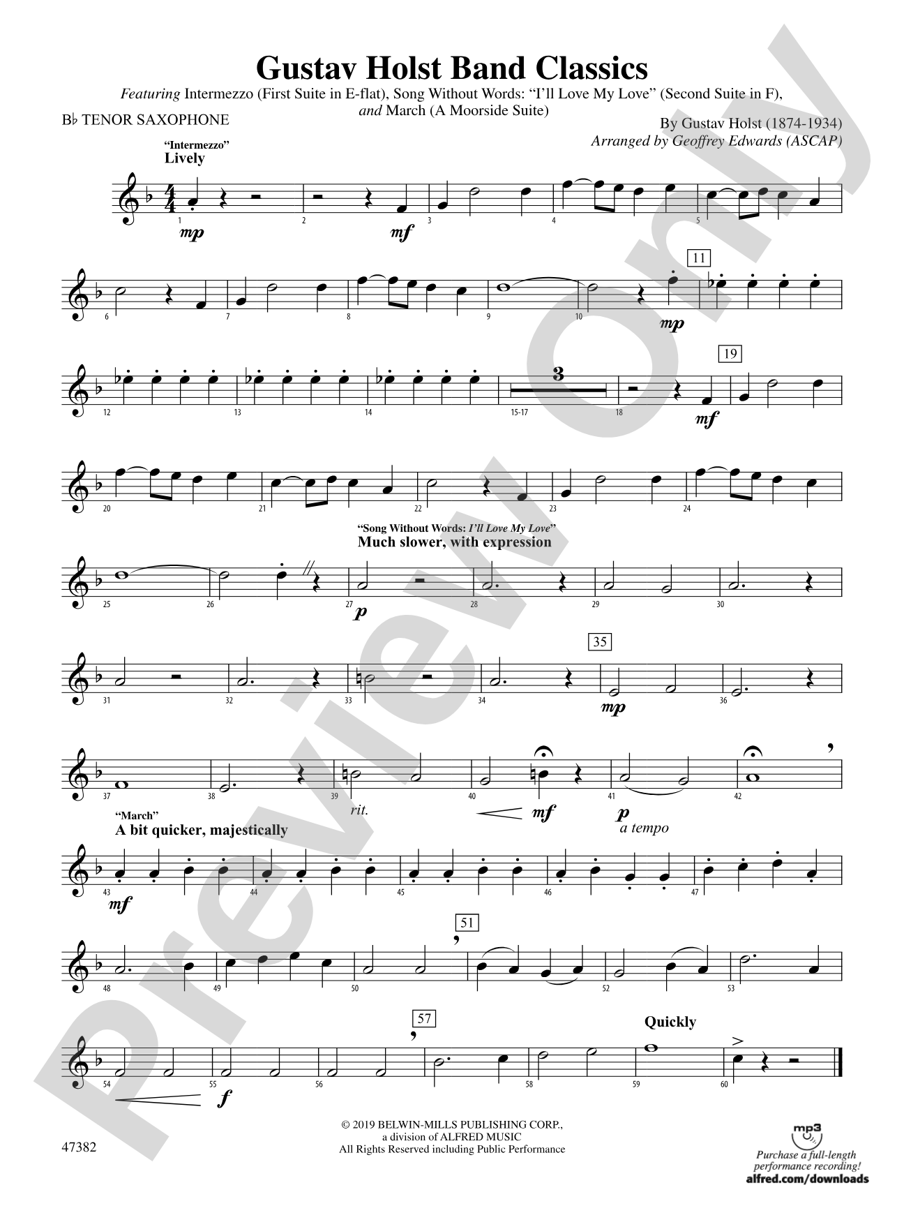 Gustav Holst Band Classics: B-flat Tenor Saxophone