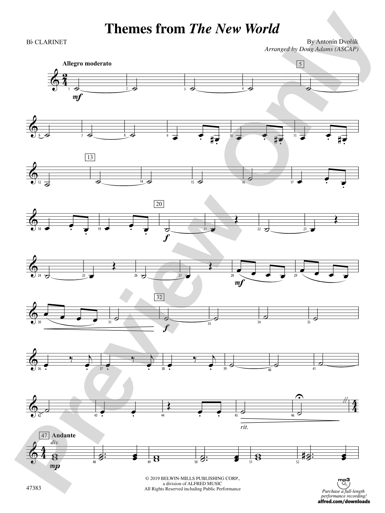 Themes from The New World: 1st B-flat Clarinet
