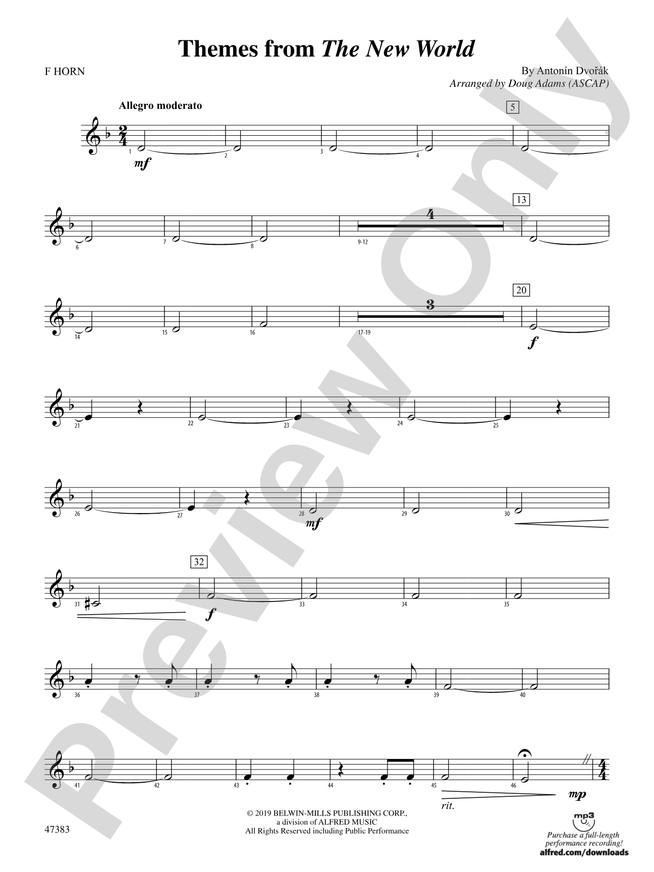 Themes from The New World: 1st F Horn