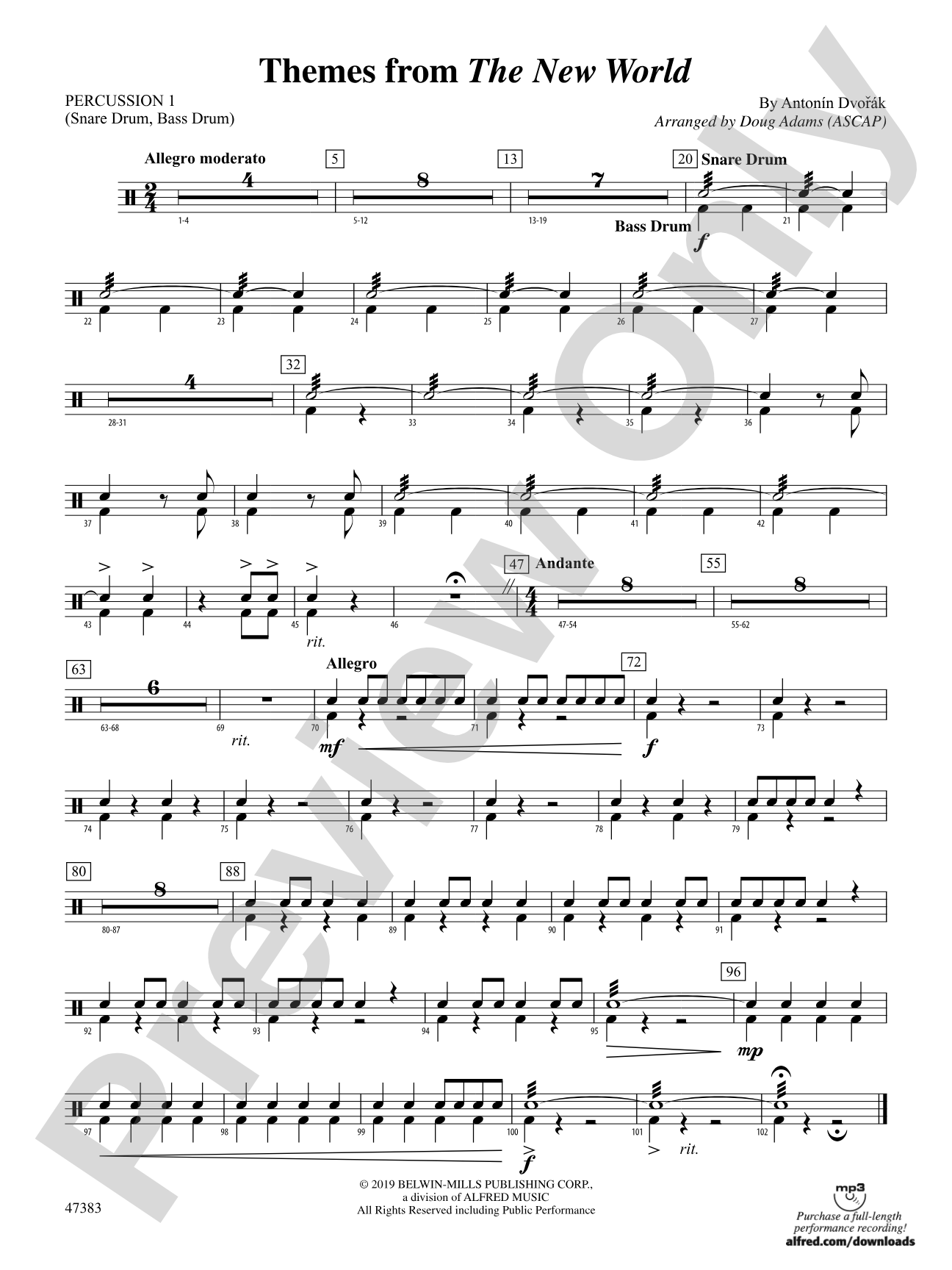 Themes from The New World: 1st Percussion