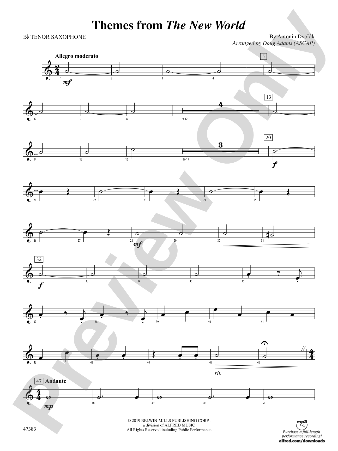 Themes from The New World: B-flat Tenor Saxophone