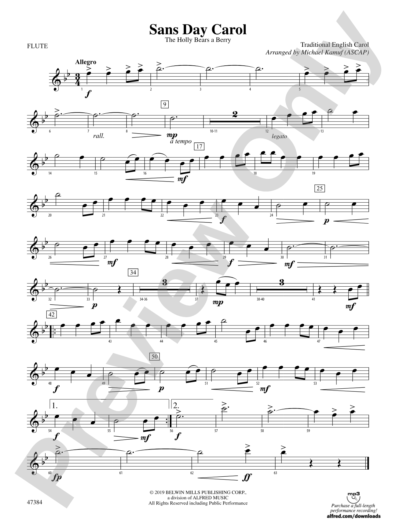 Sans Day Carol: Flute