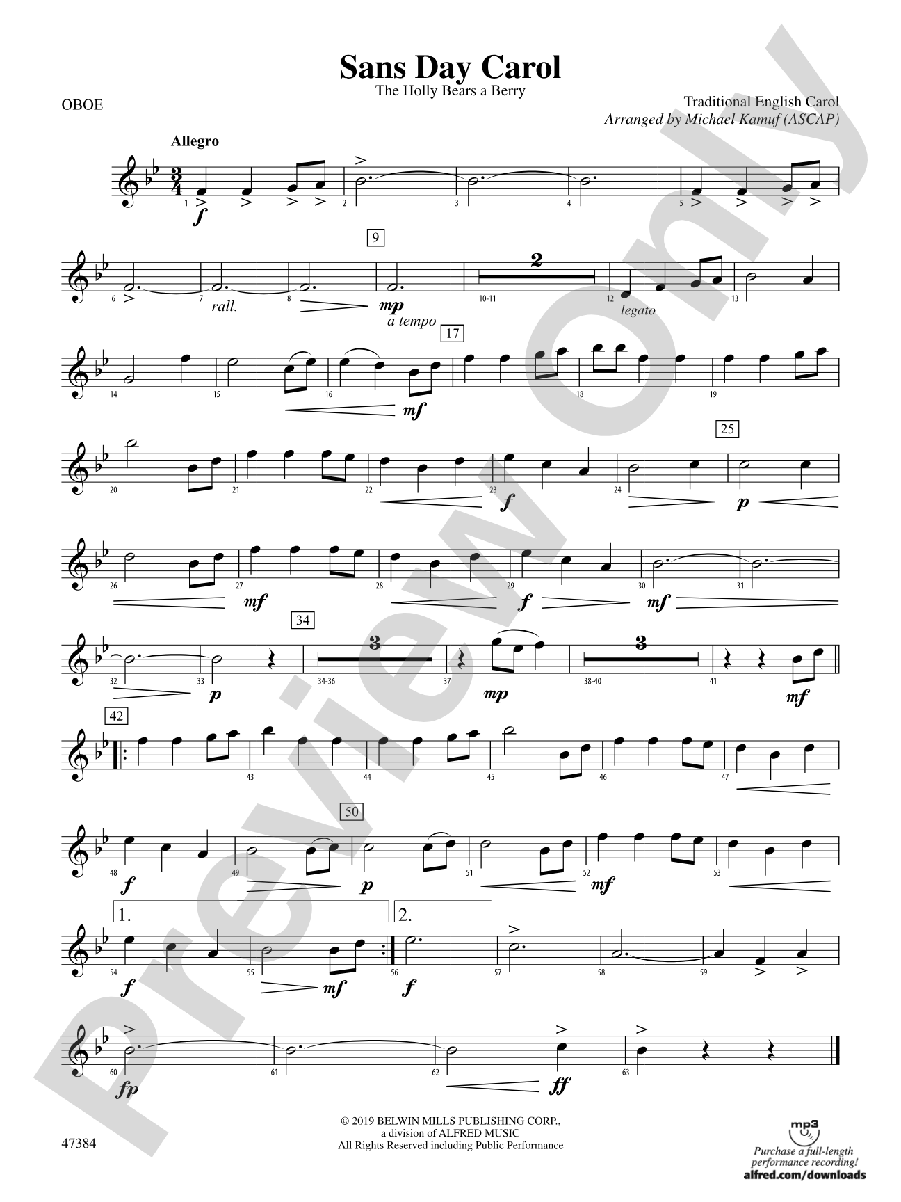 Sans Day Carol: Oboe