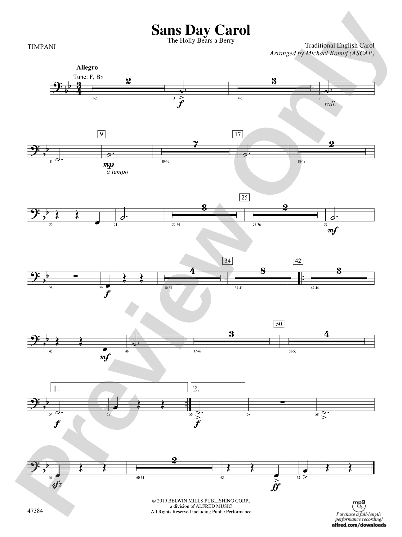 Sans Day Carol: Timpani