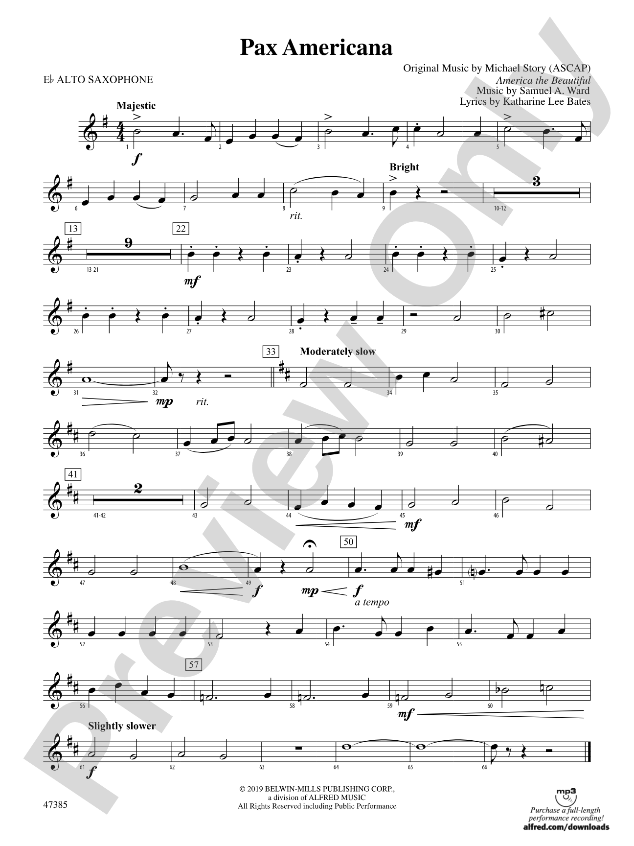 Pax Americana: E-flat Alto Saxophone