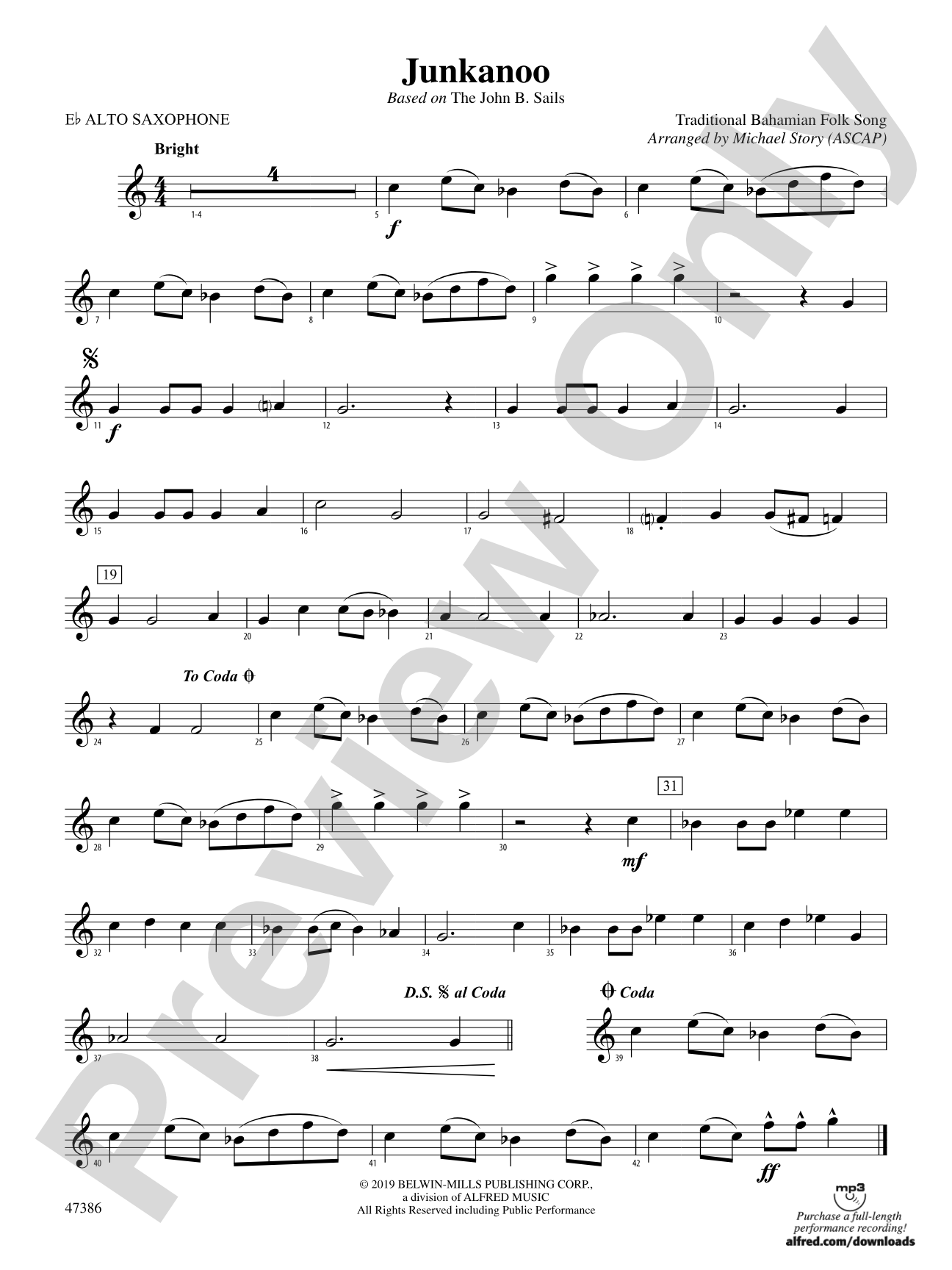 Junkanoo: E-flat Alto Saxophone