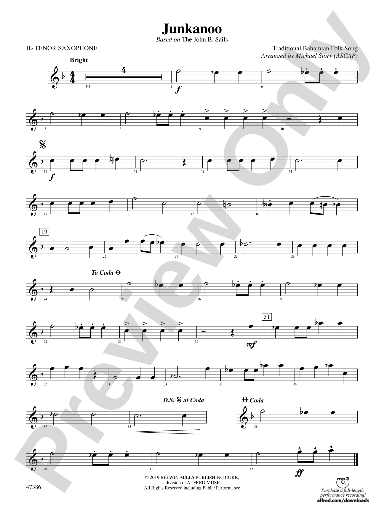 Junkanoo: B-flat Tenor Saxophone