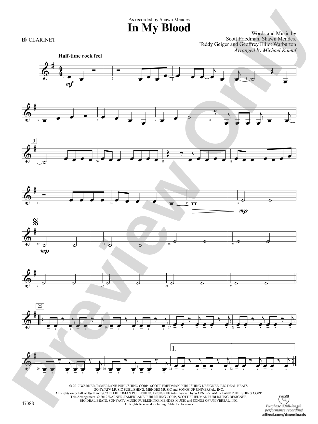 In My Blood: 1st B-flat Clarinet