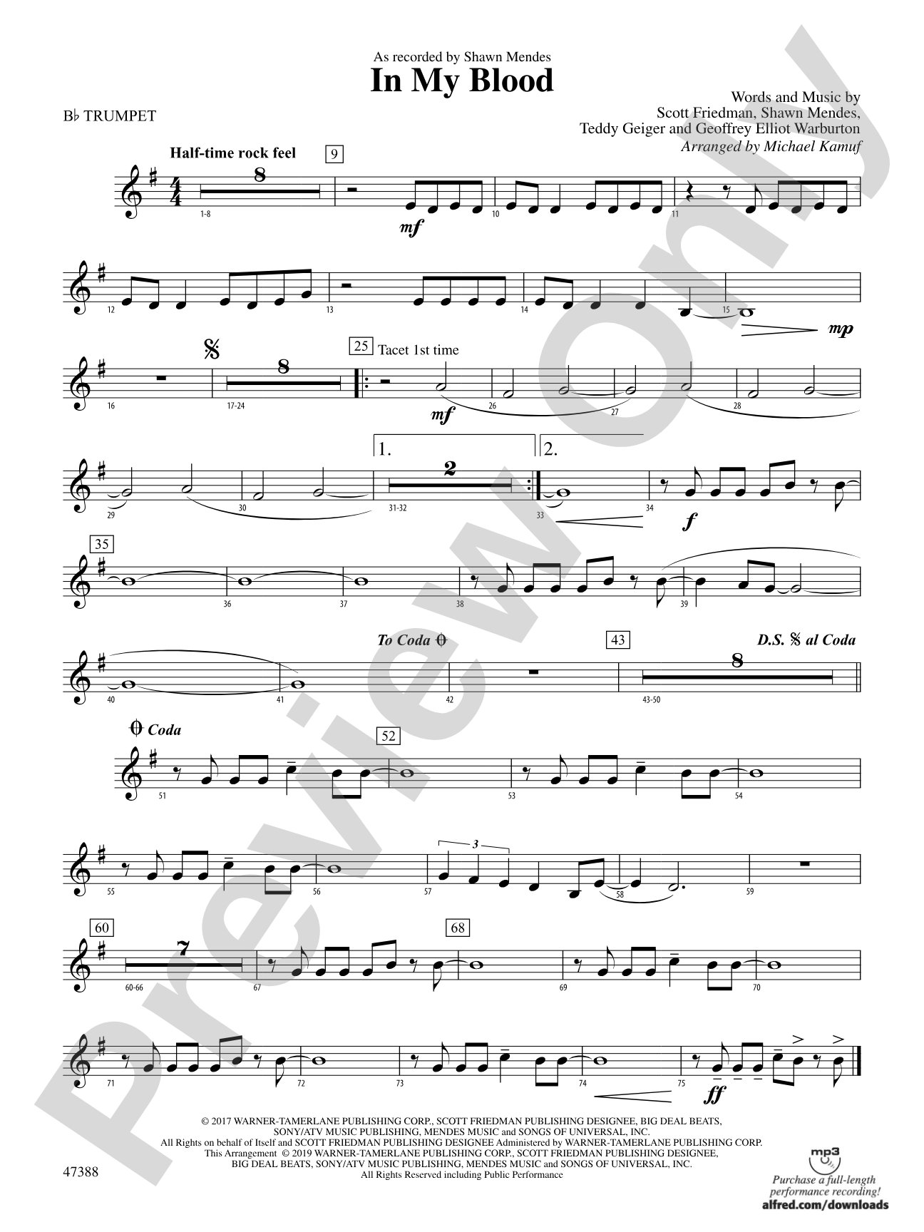 In My Blood: 1st B-flat Trumpet