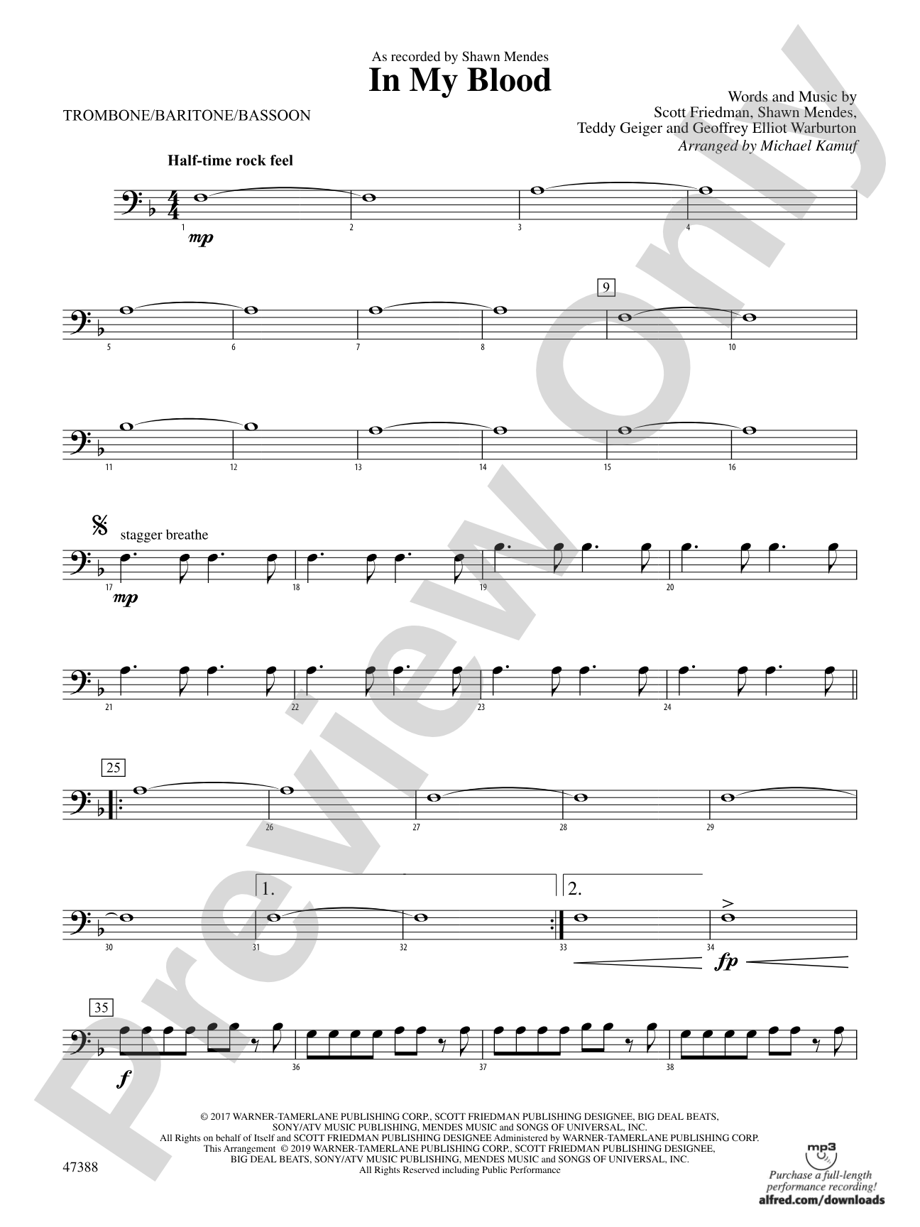 In My Blood: 1st Trombone