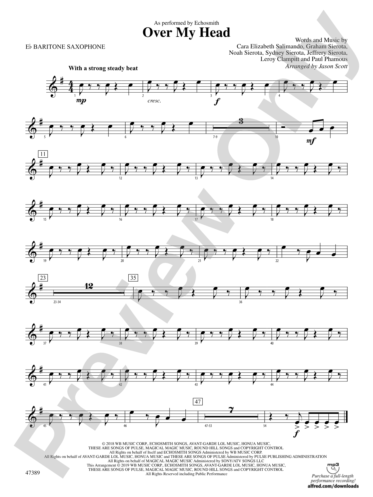 Over My Head: E-flat Baritone Saxophone