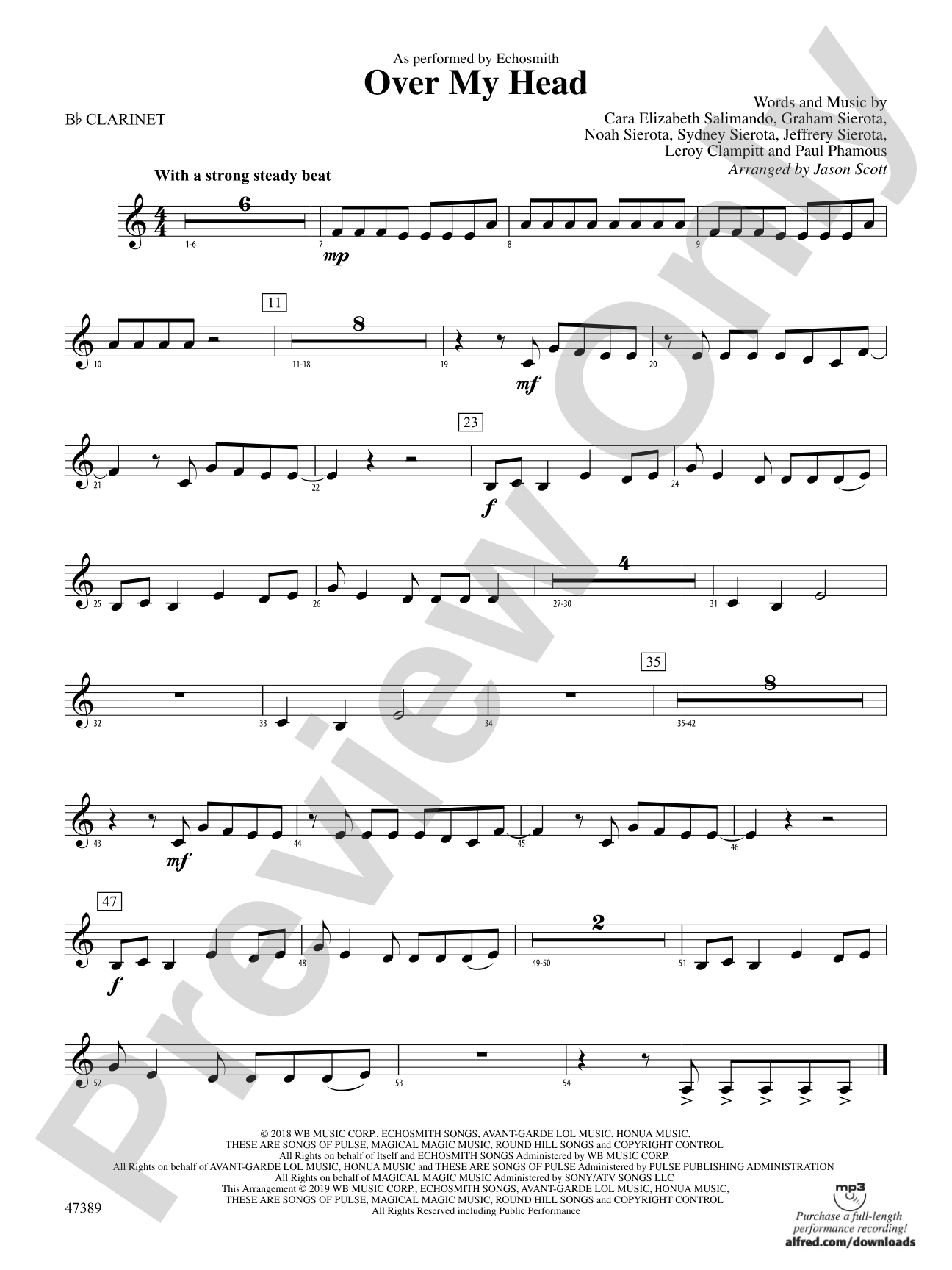 Over My Head: 1st B-flat Clarinet