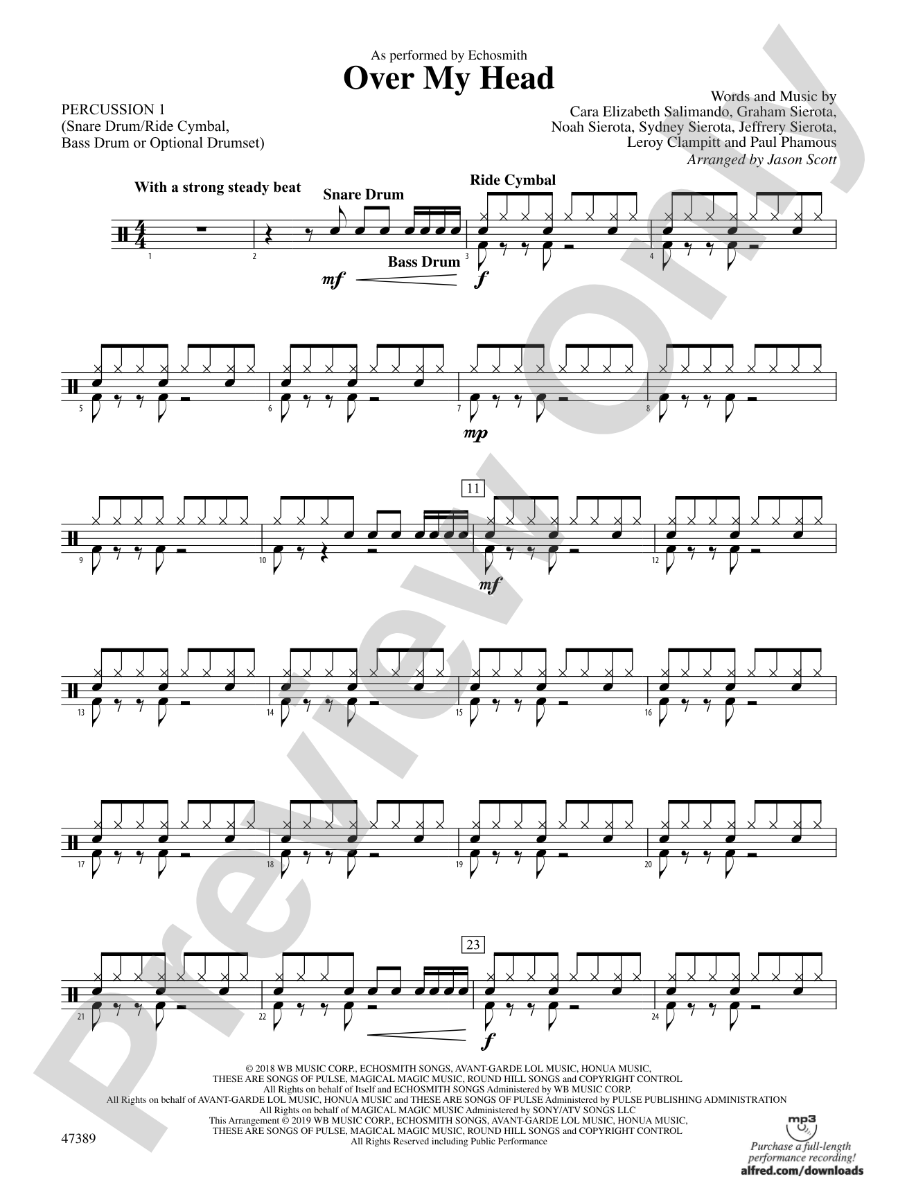 Over My Head: 1st Percussion