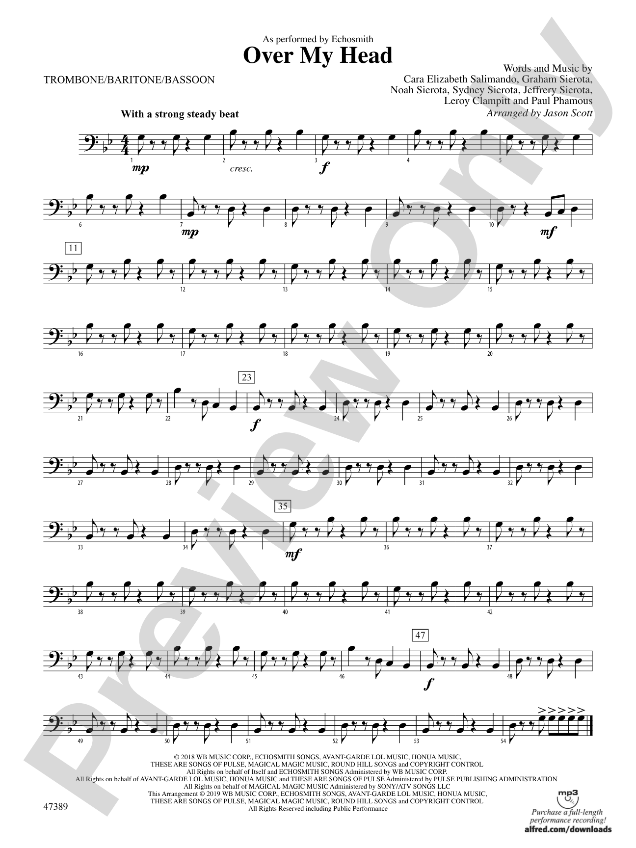 Over My Head: 1st Trombone