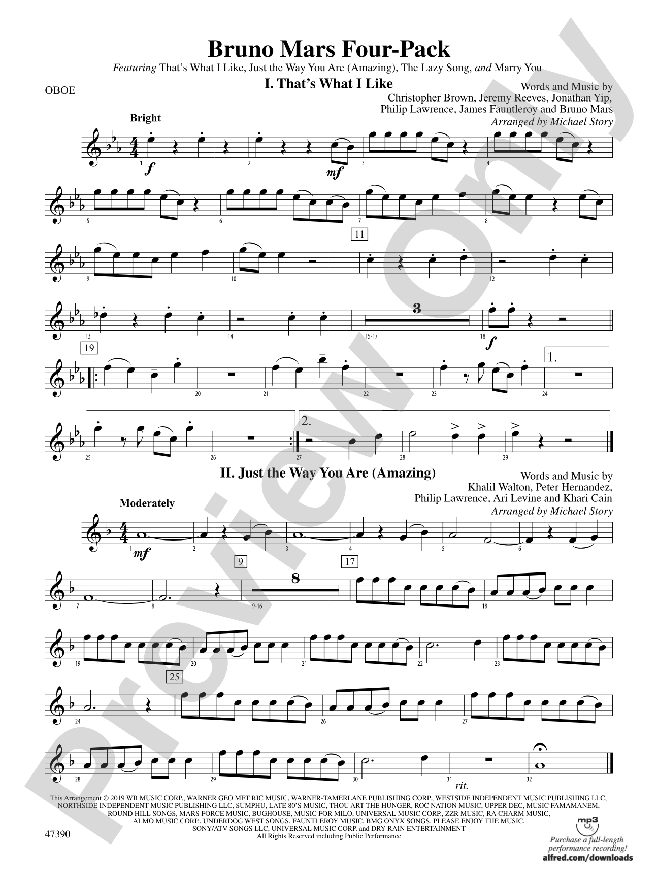 Bruno Mars Four-Pack: Oboe