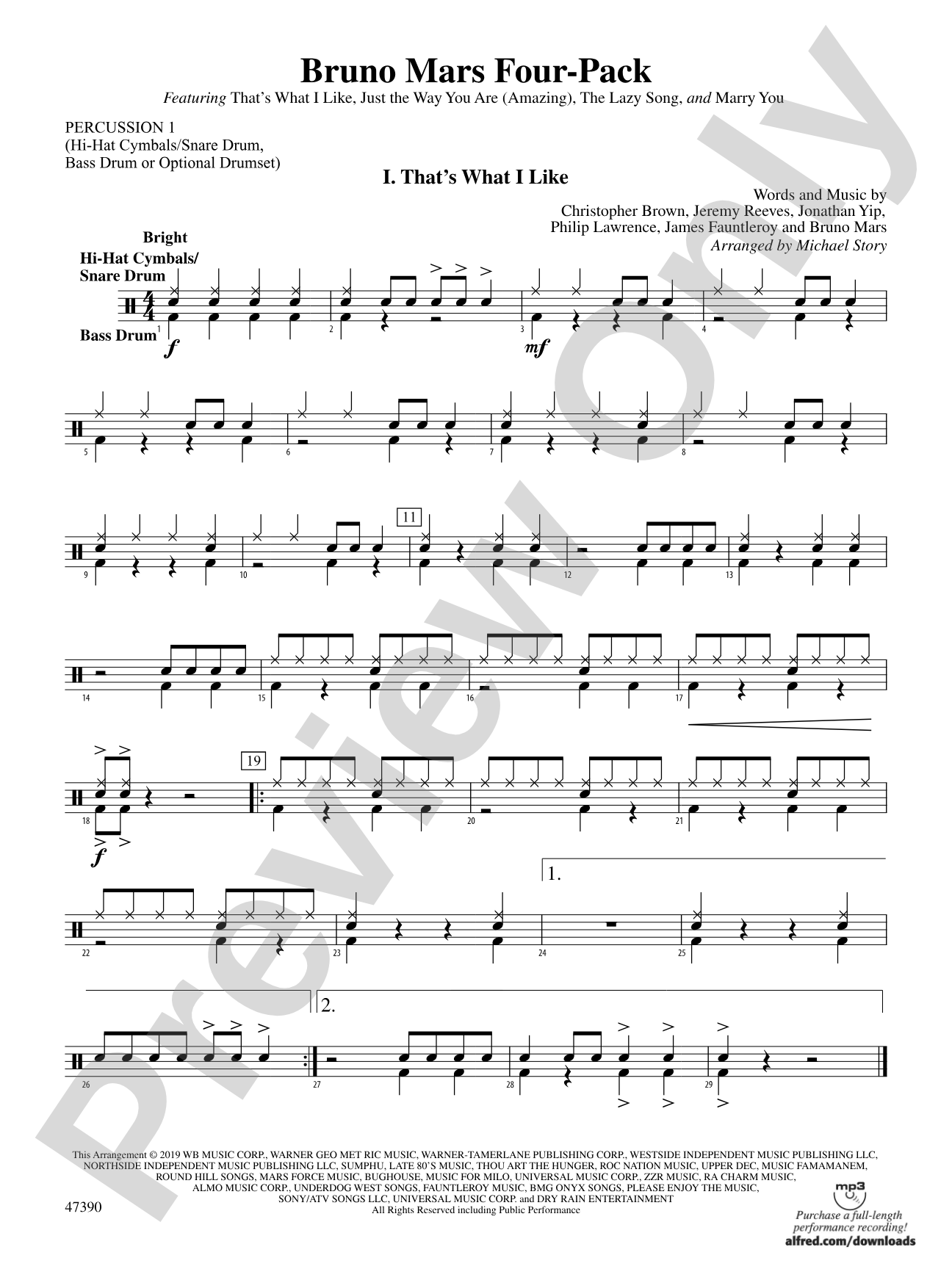 Bruno Mars Four-Pack: 1st Percussion