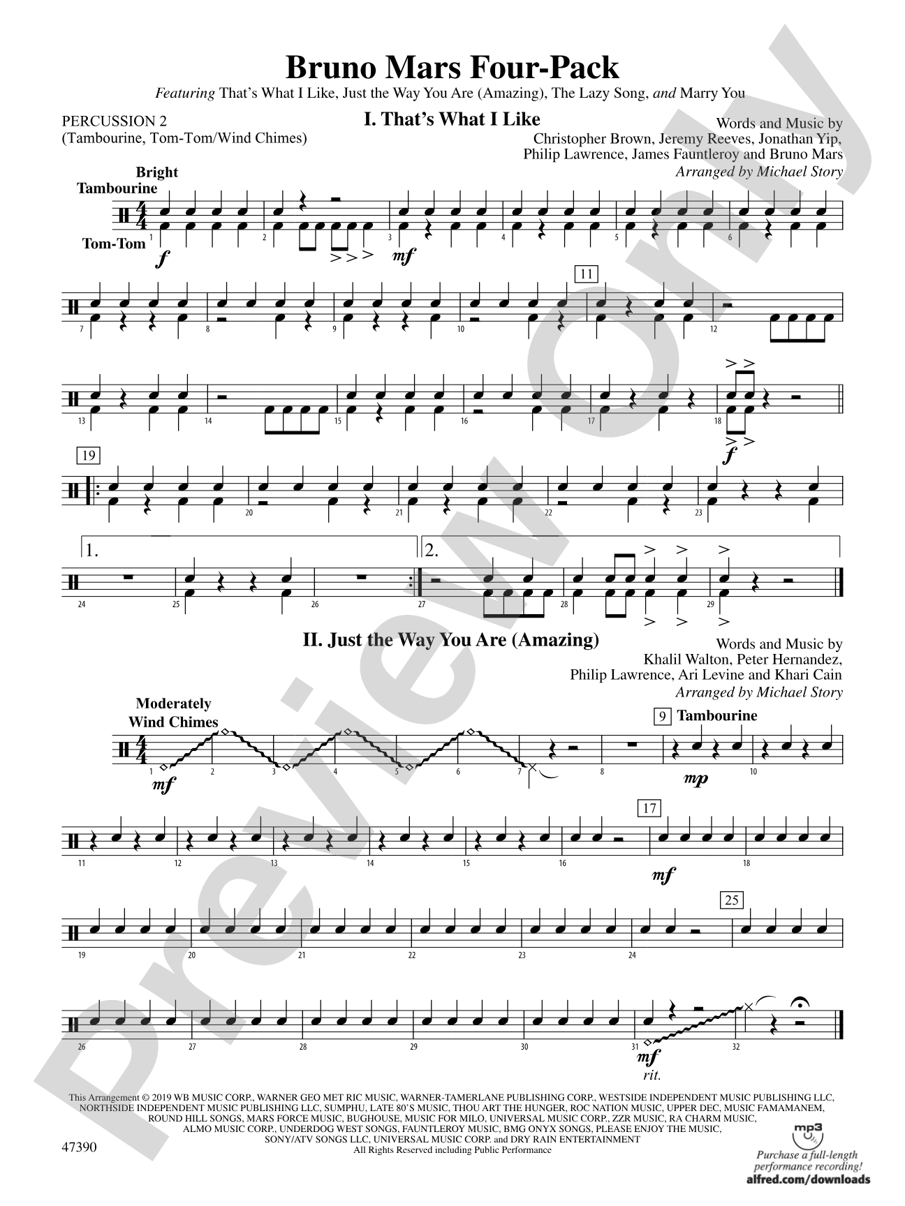 Bruno Mars Four-Pack: 2nd Percussion