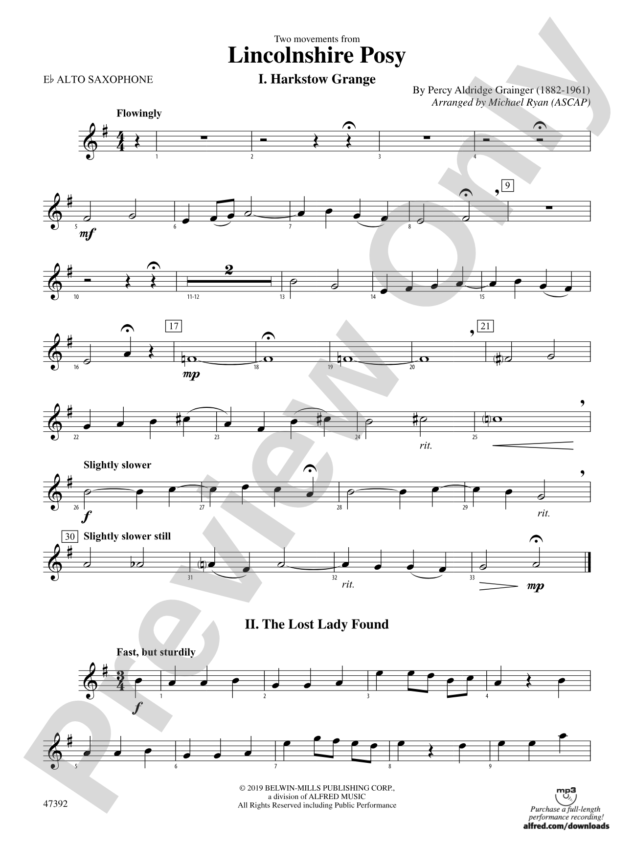 Lincolnshire Posy: E-flat Alto Saxophone