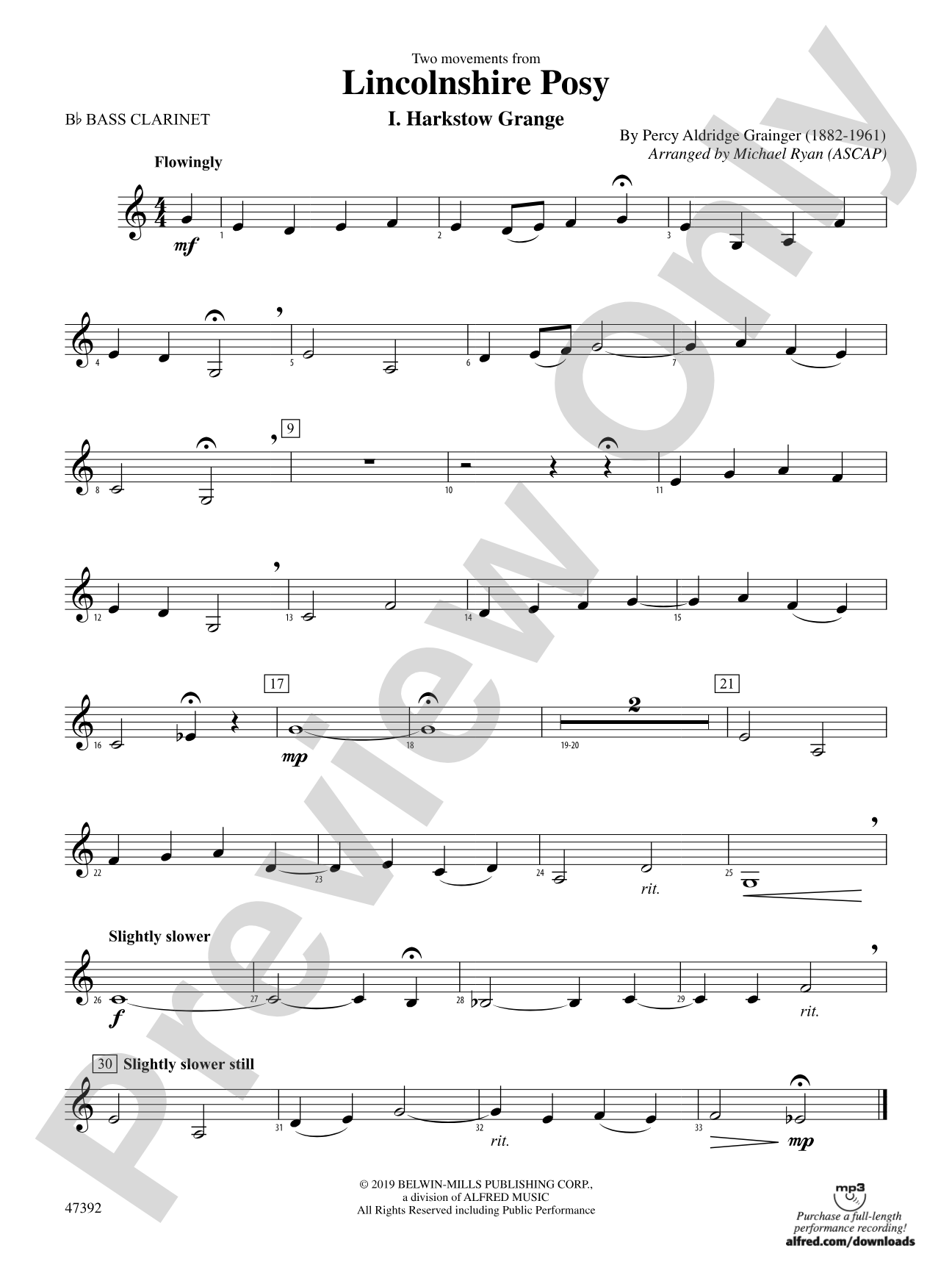 Lincolnshire Posy: B-flat Bass Clarinet
