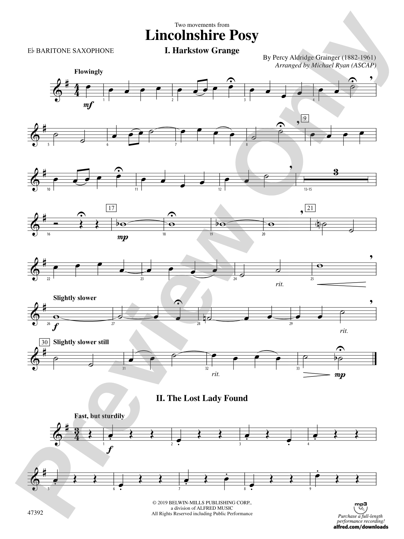 Lincolnshire Posy: E-flat Baritone Saxophone