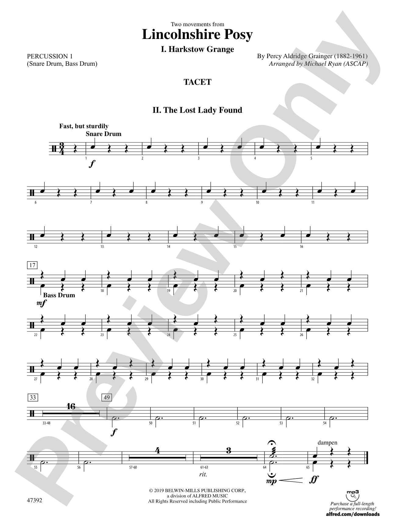 Lincolnshire Posy: 1st Percussion