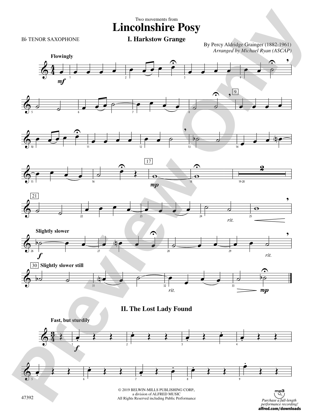 Lincolnshire Posy: B-flat Tenor Saxophone