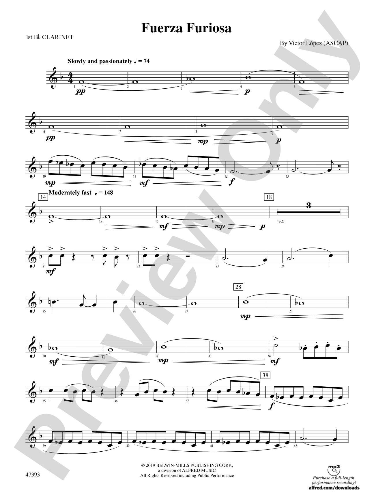 Fuerza Furiosa: 1st B-flat Clarinet