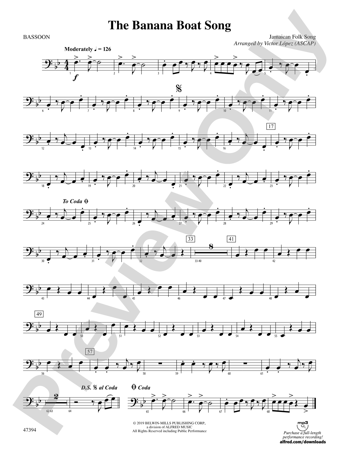 The Banana Boat Song: Bassoon